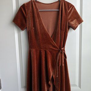 Forever 21 Rust Velvet Wrap Dress